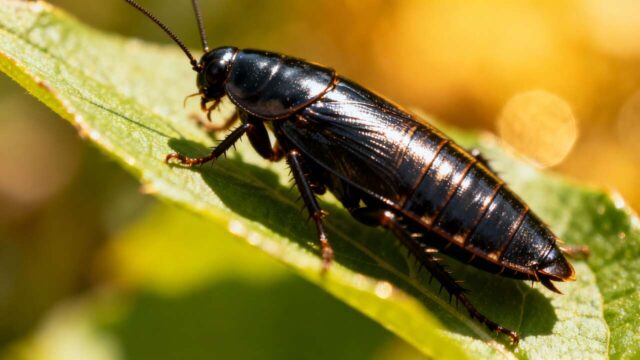 cucaracha negra en un jardín cucaracha negra en un jardín